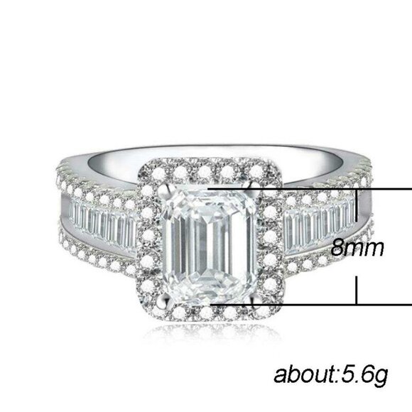 🎀 Trendy Radiant Cut Dazzling Zircon Rectangle Rings for Women, PD164 - Picture 9 of 9
